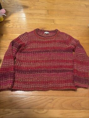 per una Multi-Stripe Knit Crewneck Sweater in Red and Pink